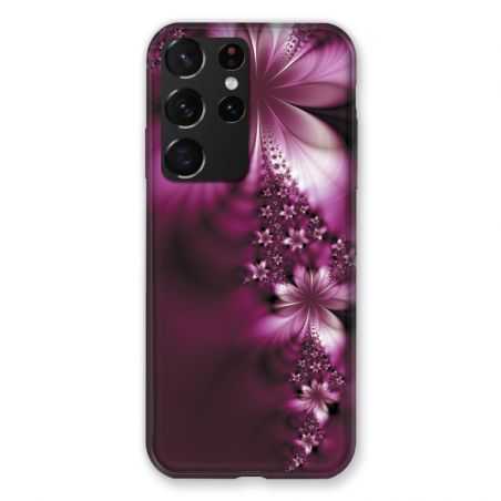 Coque Pour Samsung Galaxy S21 Ultra Fleur Violette Montante