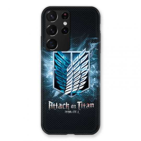 Coque Pour Samsung Galaxy S21 Ultra Manga Attaque Titans Noir