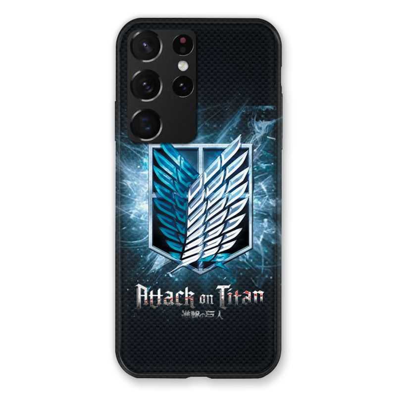 Coque Pour Samsung Galaxy S21 Ultra Manga Attaque Titans Noir