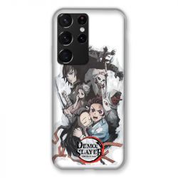 Coque Pour Samsung Galaxy S21 Ultra Manga Demon Slayer Blanc