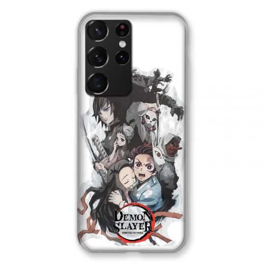 Coque Pour Samsung Galaxy S21 Ultra Manga Demon Slayer Blanc