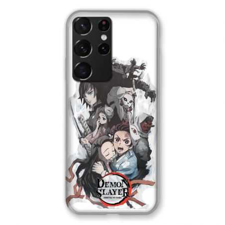 Coque Pour Samsung Galaxy S21 Ultra Manga Demon Slayer Blanc