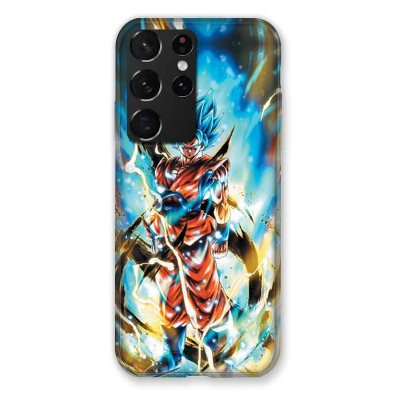 Coque Pour Samsung Galaxy S21 Ultra Manga Dragon Ball Sangoku Blanc