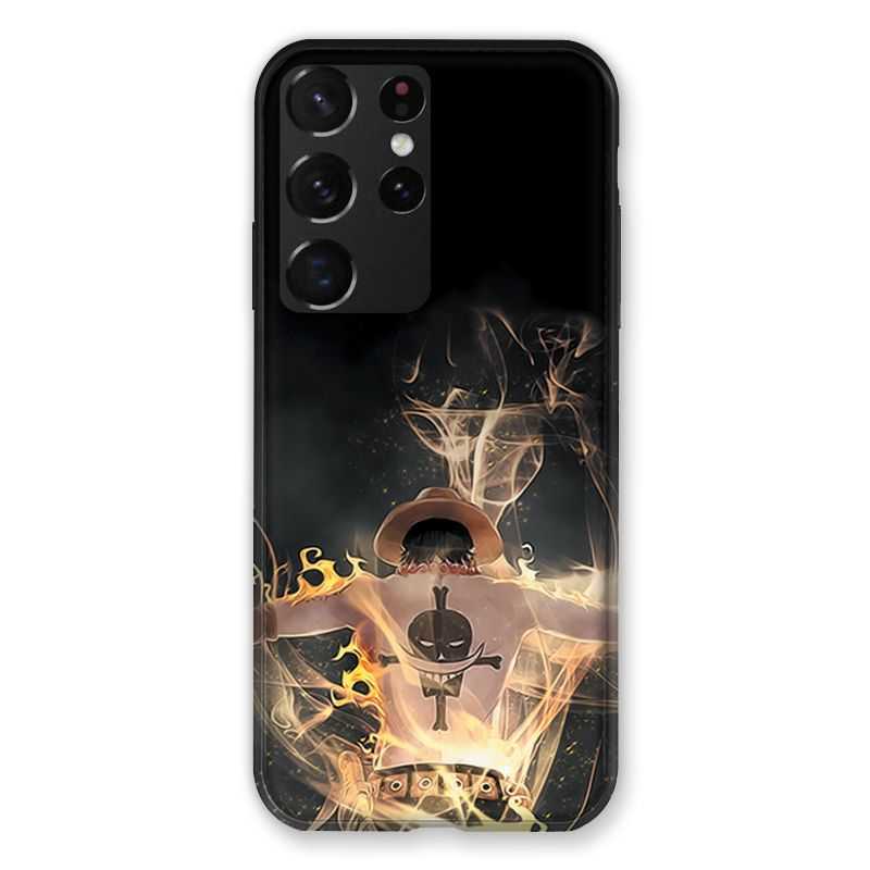 Coque Pour Samsung Galaxy S21 Ultra Manga One Piece Ace Noir