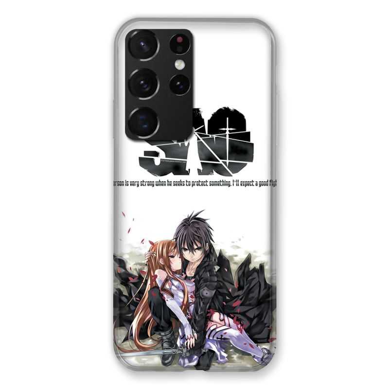 Coque Pour Samsung Galaxy S21 Ultra Manga SAO sword Art Online Blanc