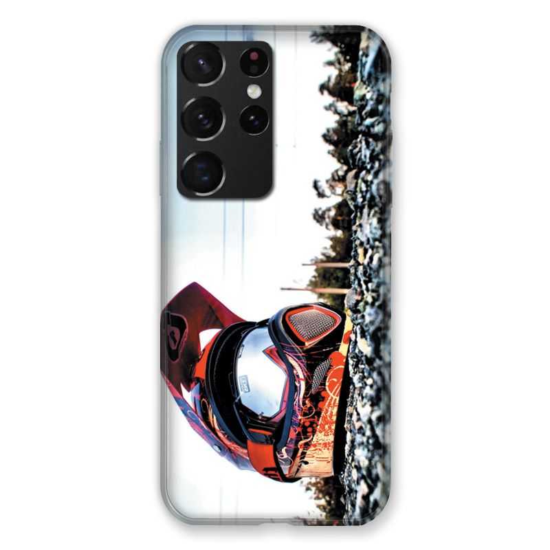 Coque Pour Samsung Galaxy S21 Ultra Moto Casque Cross