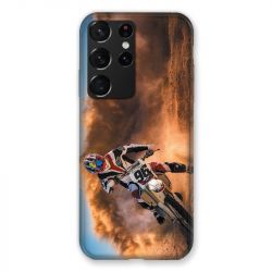 Coque Pour Samsung Galaxy S21 Ultra Moto Cross Blanc
