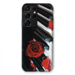 Coque Pour Samsung Galaxy S21 Ultra Musique Rose Piano