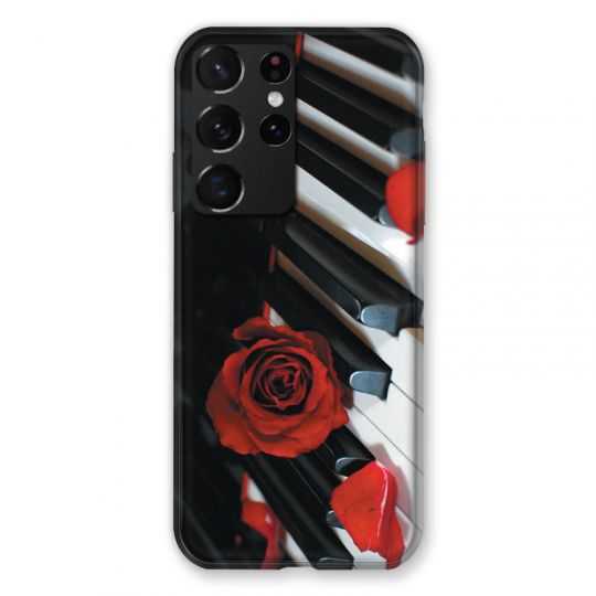 Coque Pour Samsung Galaxy S21 Ultra Musique Rose Piano