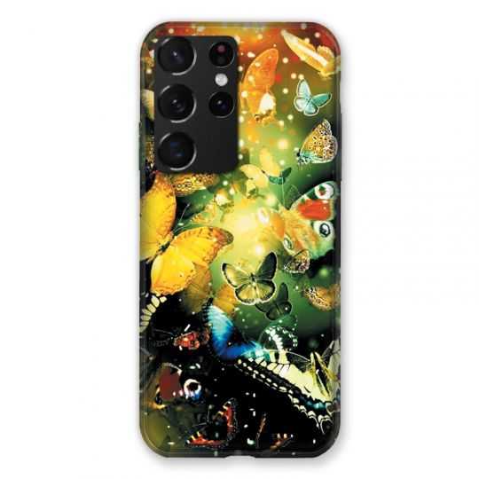Coque Pour Samsung Galaxy S21 Ultra Papillon Jaune