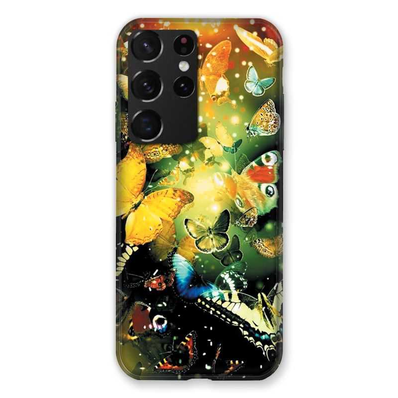 Coque Pour Samsung Galaxy S21 Ultra Papillon Jaune