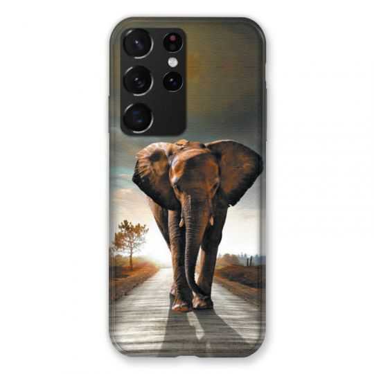 Coque Pour Samsung Galaxy S21 Ultra Savane Elephant Route