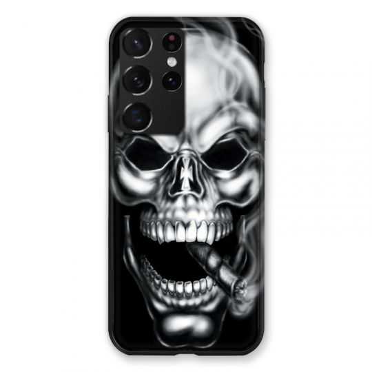 Coque Pour Samsung Galaxy S21 Ultra Tete de Mort Fume