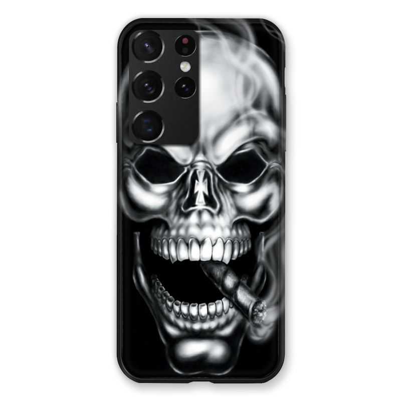 Coque Pour Samsung Galaxy S21 Ultra Tete de Mort Fume