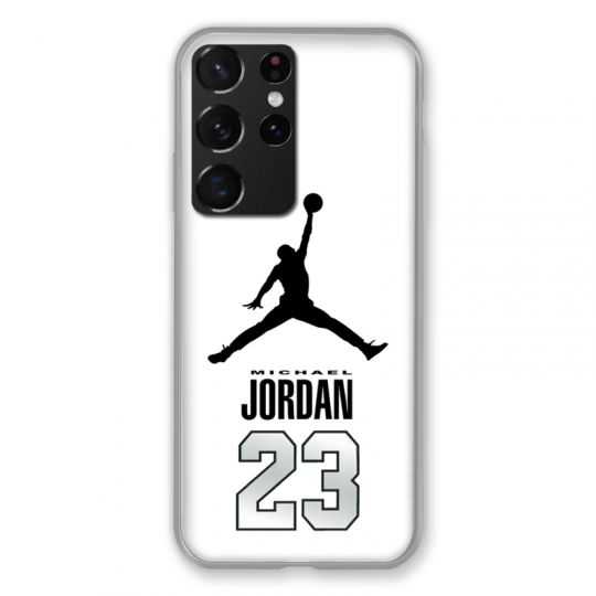 Coque Pour Samsung Galaxy S21 Ultra Jordan 23 Blanc