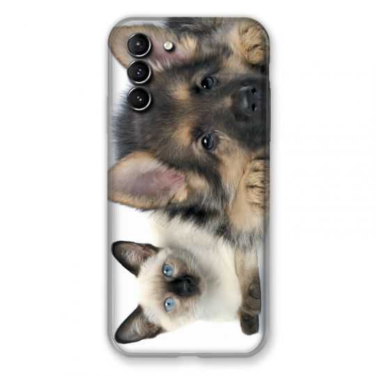 Coque Pour Samsung Galaxy S21 Plus Chien vs Chat