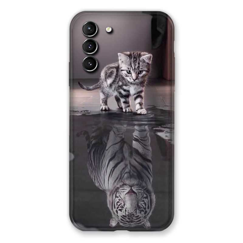 Coque Pour Samsung Galaxy S21 Plus Chat Reflet