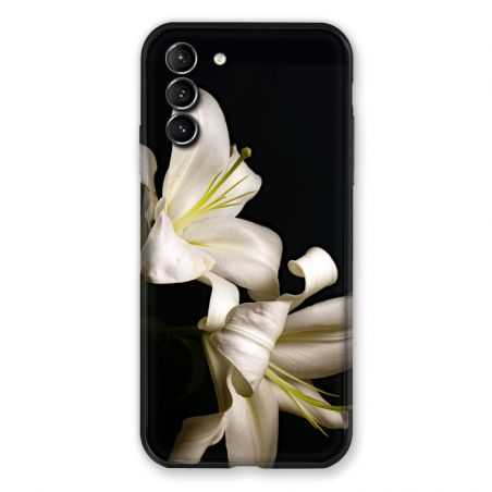 Coque Pour Samsung Galaxy S21 Plus Fleur Lys Noir
