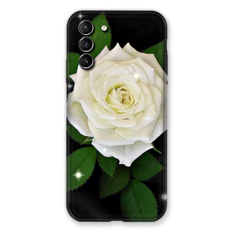 Coque Pour Samsung Galaxy S21 Plus Fleur Rose Blanche