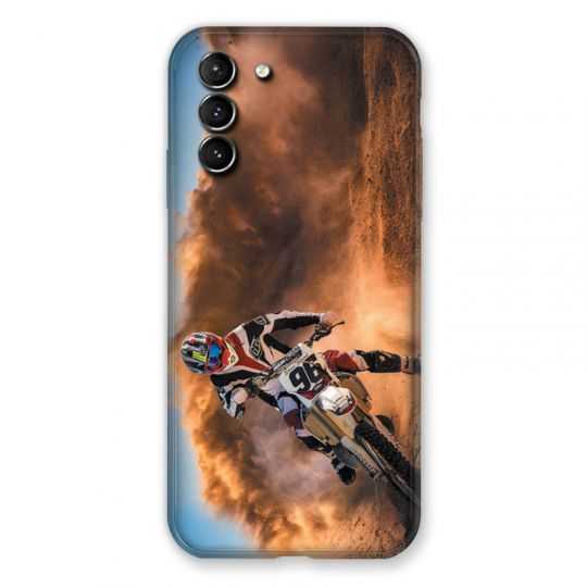Coque Pour Samsung Galaxy S21 Plus Moto Cross Blanc