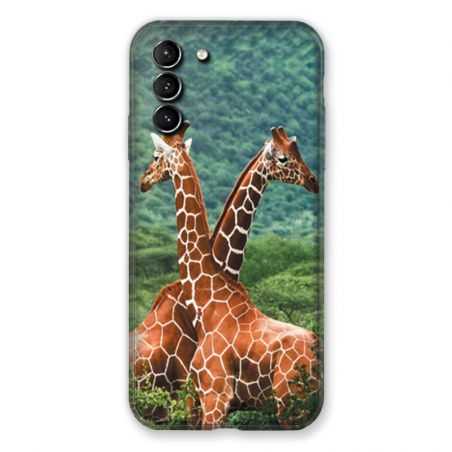 Coque Pour Samsung Galaxy S21 Plus Savane Girafe Duo