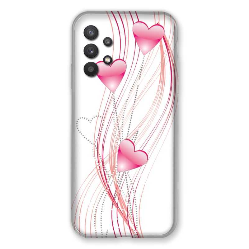 Coque Pour Samsung Galaxy A32 Coeur Rose Montant sur Blanc