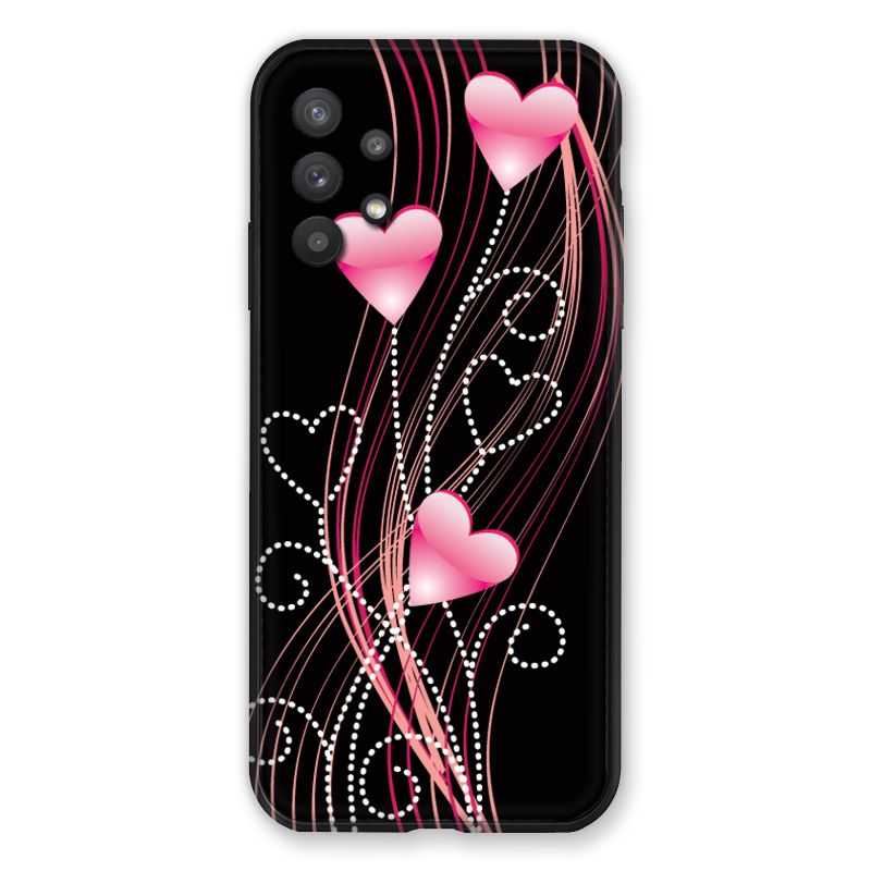 Coque Pour Samsung Galaxy A32 Coeur Rose Montant sur Noir