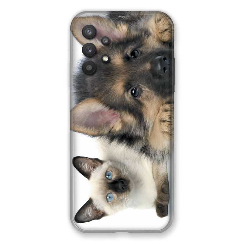 Coque Pour Samsung Galaxy A32 Chien vs Chat