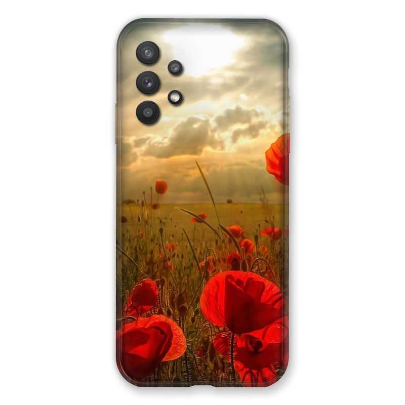 Coque Pour Samsung Galaxy A32 Fleur Coquelicot