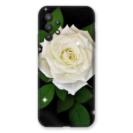 Coque Pour Samsung Galaxy A32 Fleur Rose Blanche