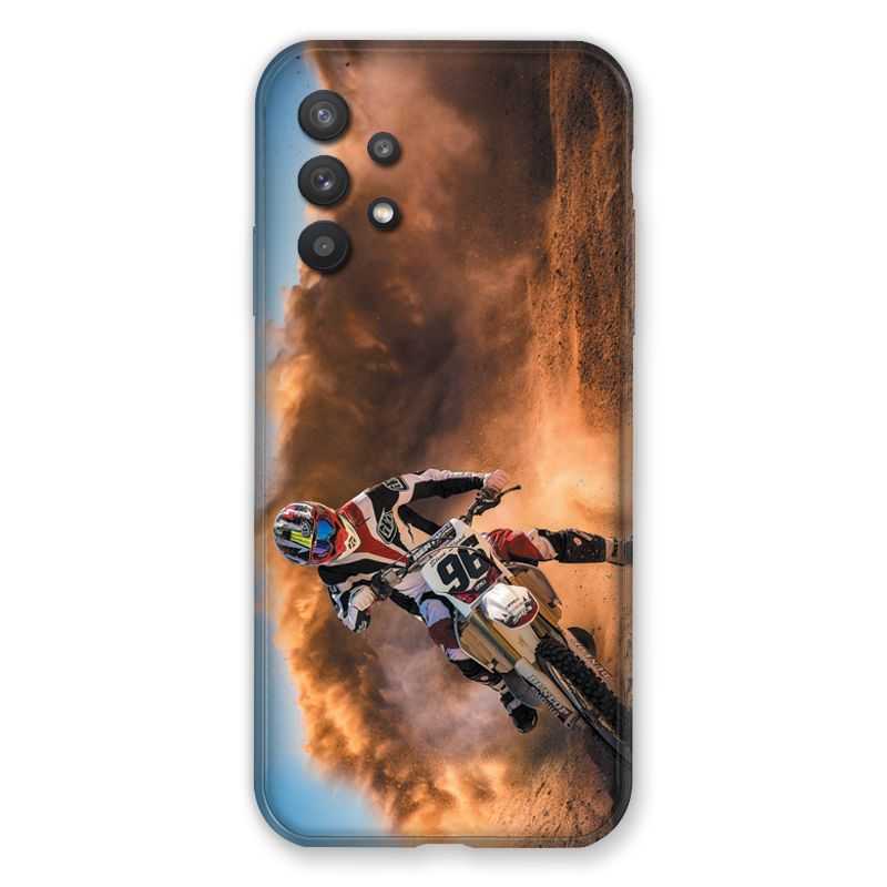 Coque Pour Samsung Galaxy A32 Moto Cross Blanc