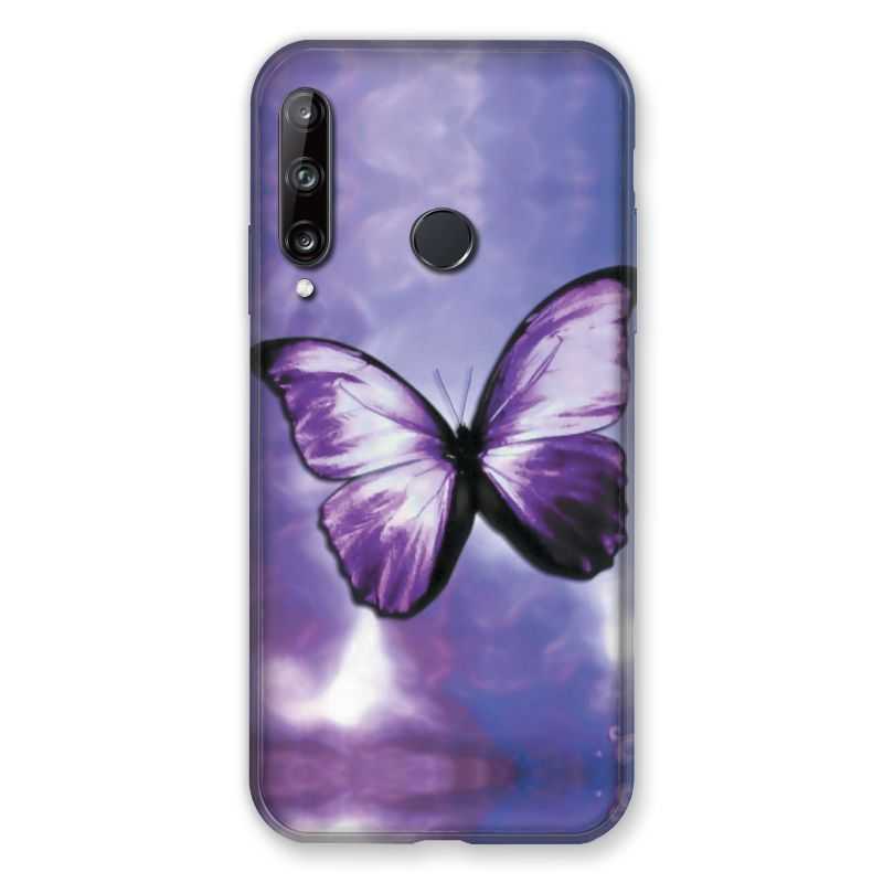 Coque Pour Huawei P40 Lite E Papillon Violet et Blanc