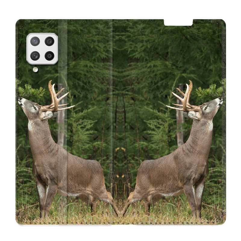 Housse Cuir Portefeuille Pour Samsung Galaxy A12 Cerf