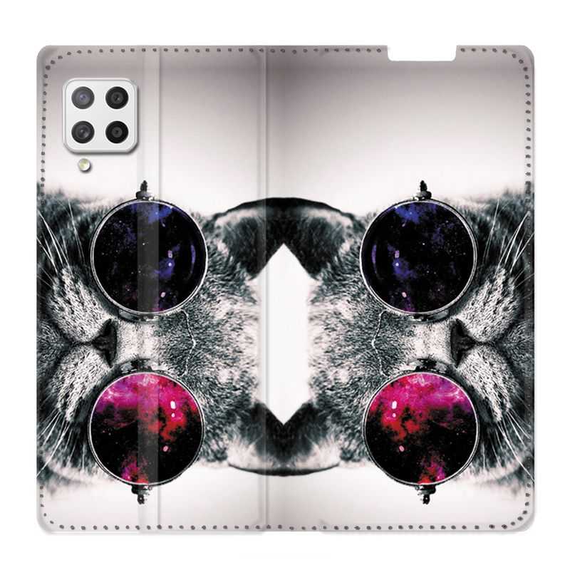 Housse Cuir Portefeuille Pour Samsung Galaxy A12 Chat Fashion