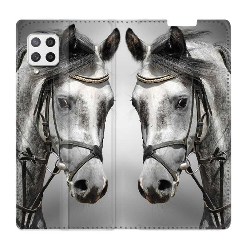 Housse Cuir Portefeuille Pour Samsung Galaxy A12 Cheval Blanc
