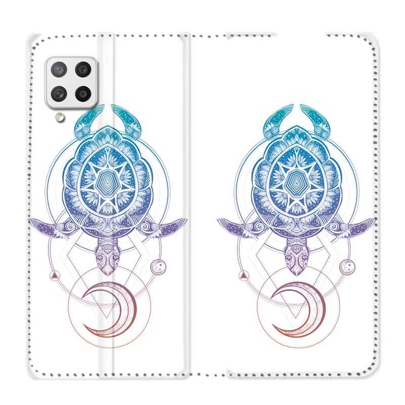 Housse Cuir Portefeuille Pour Samsung Galaxy A12 Animaux Maori Tortue Color