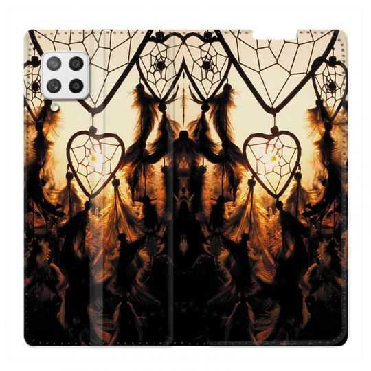 Housse Cuir Portefeuille Pour Samsung Galaxy A12 Attrape Reve Noir