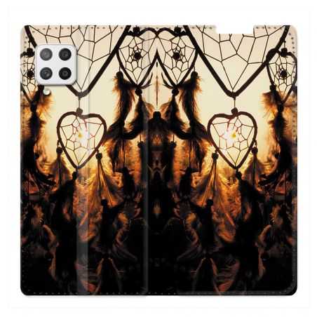 Housse Cuir Portefeuille Pour Samsung Galaxy A12 Attrape Reve Noir