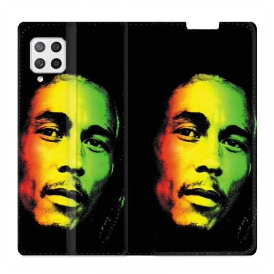 Housse Cuir Portefeuille Pour Samsung Galaxy A12 Bob Marley 2