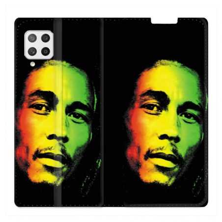 Housse Cuir Portefeuille Pour Samsung Galaxy A12 Bob Marley 2