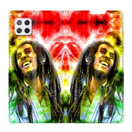 Housse Cuir Portefeuille Pour Samsung Galaxy A12 Bob Marley Color