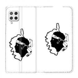 Housse Cuir Portefeuille Pour Samsung Galaxy A12 Corse Blanc