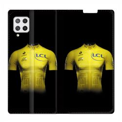 Housse Cuir Portefeuille Pour Samsung Galaxy A12 Cyclisme Maillot Jaune