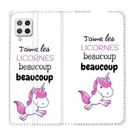 Housse Cuir Portefeuille Pour Samsung Galaxy A12 Decale Licornes