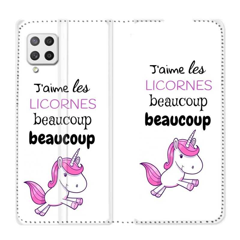 Housse Cuir Portefeuille Pour Samsung Galaxy A12 Decale Licornes