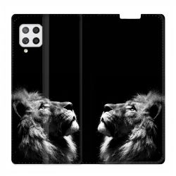Housse Cuir Portefeuille Pour Samsung Galaxy A12 Roi Lion
