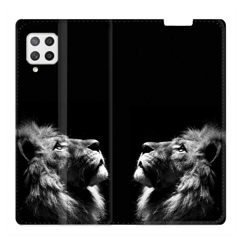Housse Cuir Portefeuille Pour Samsung Galaxy A12 Roi Lion