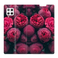 Housse Cuir Portefeuille Pour Samsung Galaxy A12 Fleur Pivoine