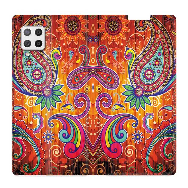 Housse Cuir Portefeuille Pour Samsung Galaxy A12 Fleur Psychedelic
