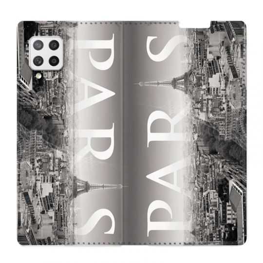 Housse Cuir Portefeuille Pour Samsung Galaxy A12 France Paris Vintage